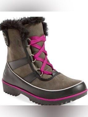SOREL Tivoli II Waterproof Suede Leather Lace-Up Boots Nori/Black Size 7 NWOB